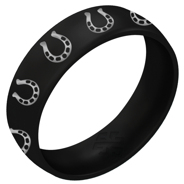 Silver Lucky Horseshoe Silicone Ring on Arc 6mm