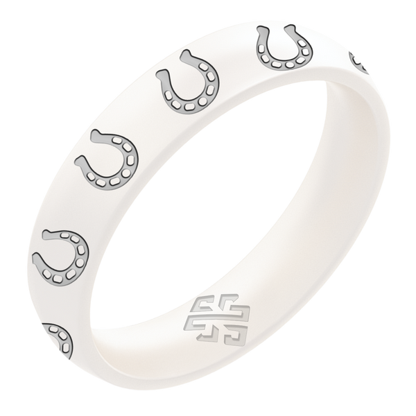 Silver Lucky Horseshoe Silicone Ring on Arc 4mm