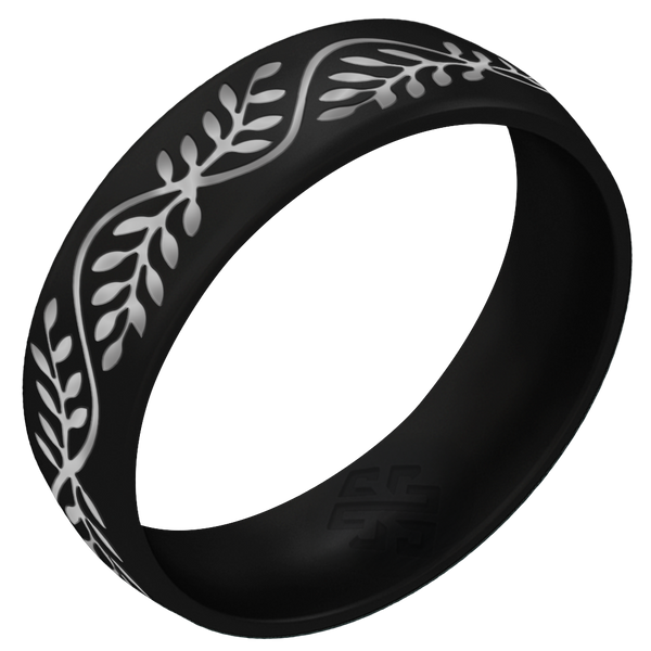 Silver Laurel Silicone Ring on Arc 6mm