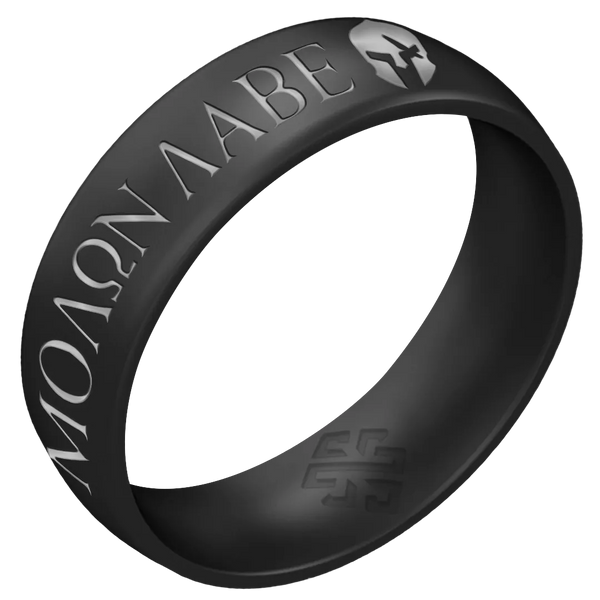 Silver Molon Labe Warrior Silicone Ring on Arc 6mm