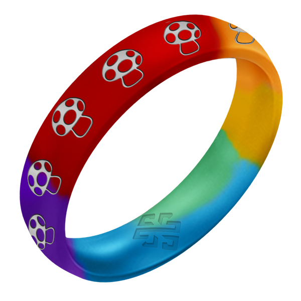 Silver Mushroom Silicone Ring on Arc 4mm