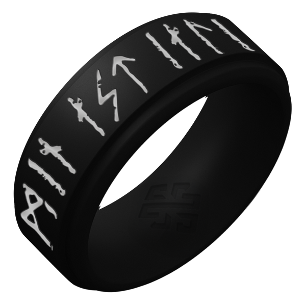 Viking Silicone Ring My Love Forever Silver Inlay on Rise 8mm