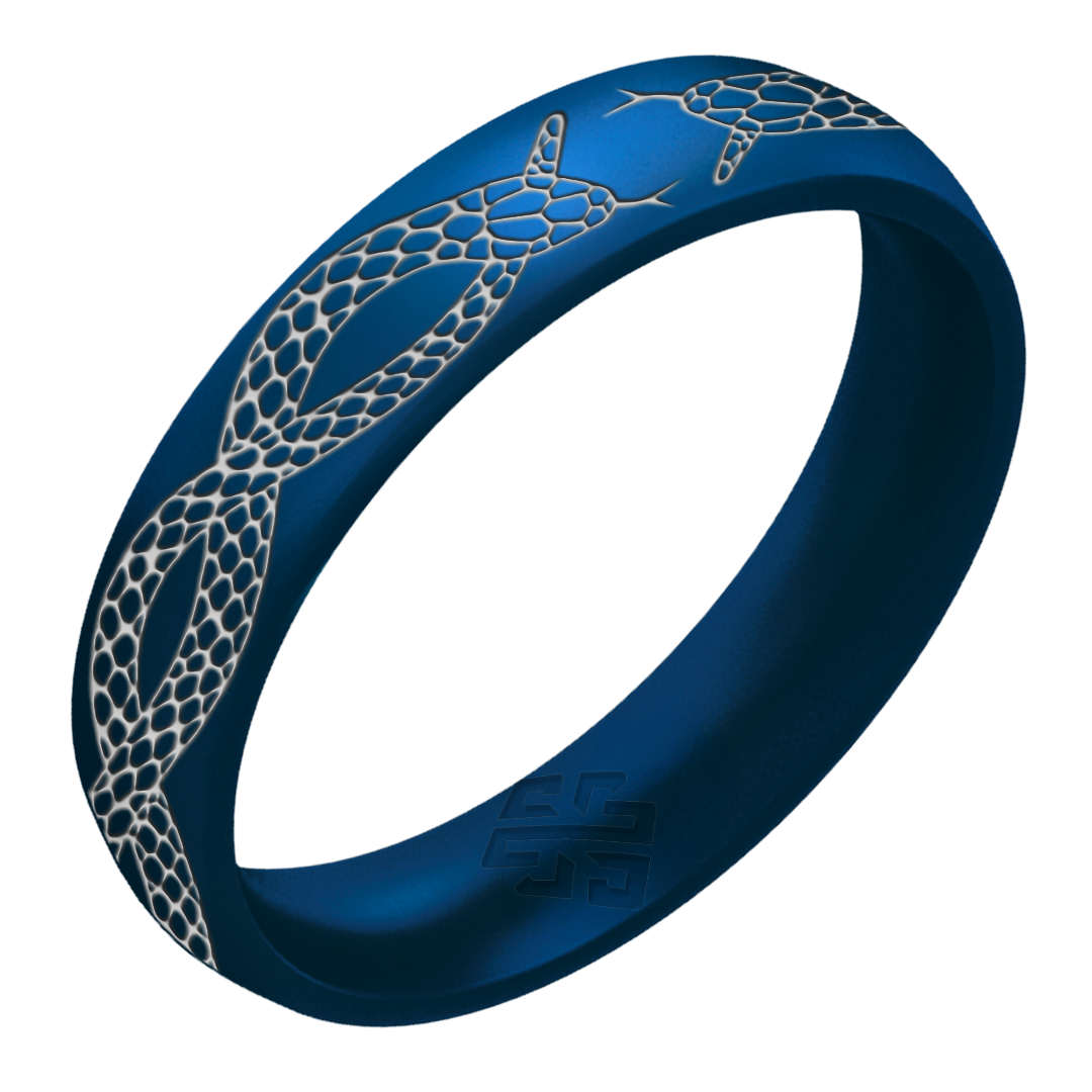 Silver Snakes Silicone Ring on Arc 4mm