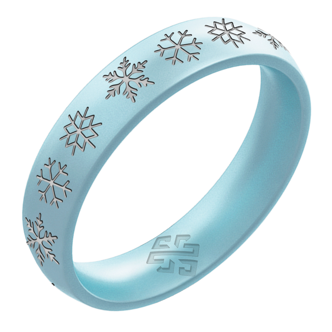 Silver Snowflakes Silicone Ring on Arc 4mm