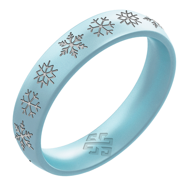 Silver Snowflakes Silicone Ring on Arc 4mm